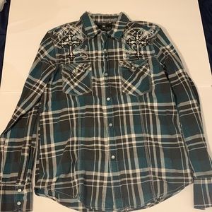 Button Down Buckle Shirt women’s medium